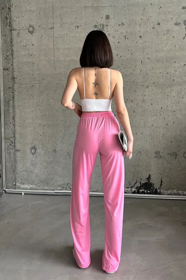 Slit-trim Lycra High-Waisted Sweatpants
