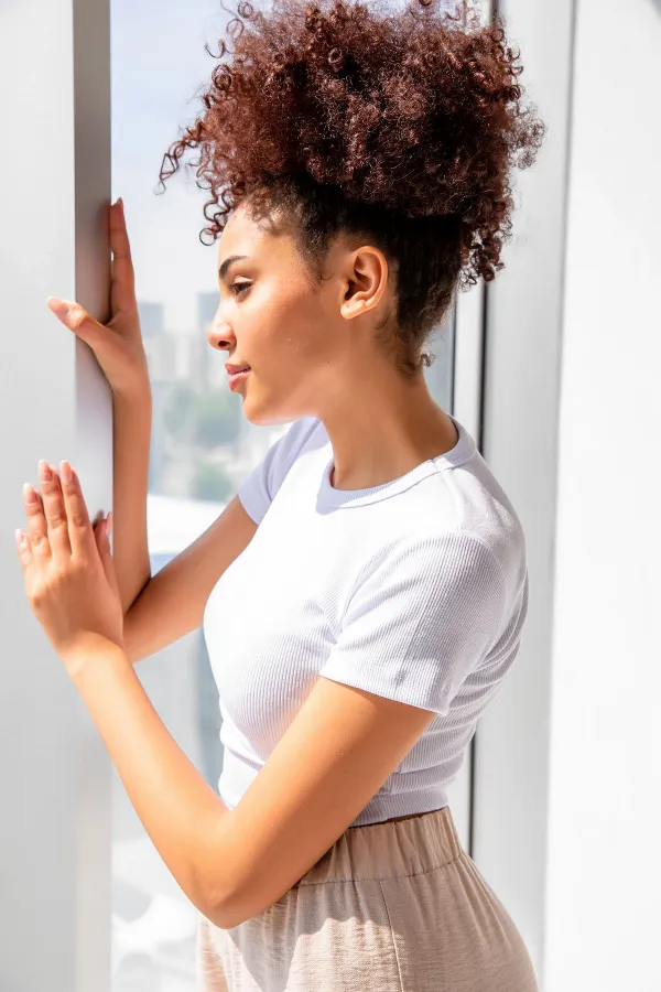 T-shirt basique à col rond côtelé