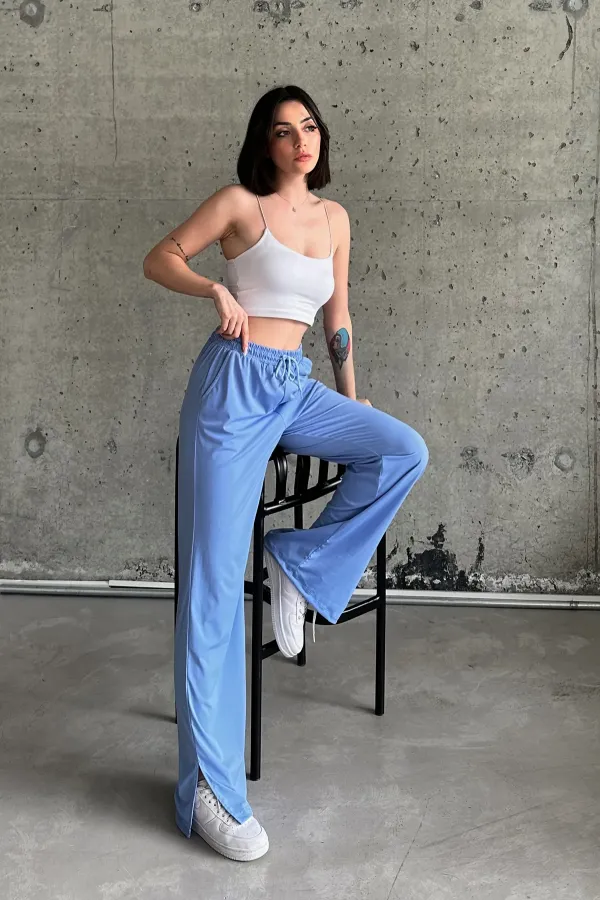 Slit-trim Lycra High-Waisted Sweatpants