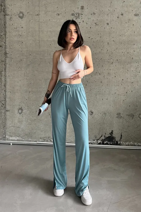 Pantalon de survêtement taille haute avec fentes et Lycra