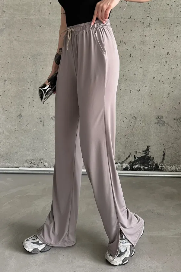 Yırtmaçlı Likralı Yüksek Bel Eşofman Altı