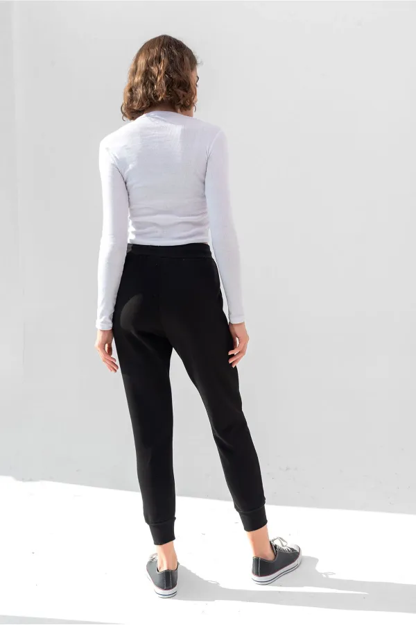 Uzun Kollu Fitilli Bluz Crop Örme T-shirt