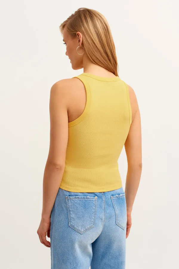 Débardeur côtelé à col halter