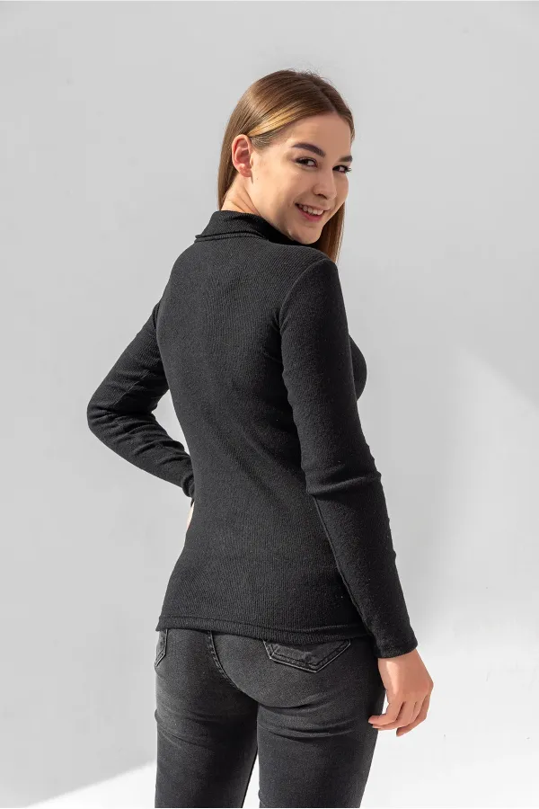 Boğazlı Balıkçı Yaka Şardonlu Kaşkorse Fitilli Kazak