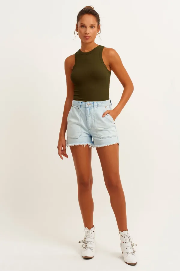 Débardeur côtelé à col halter