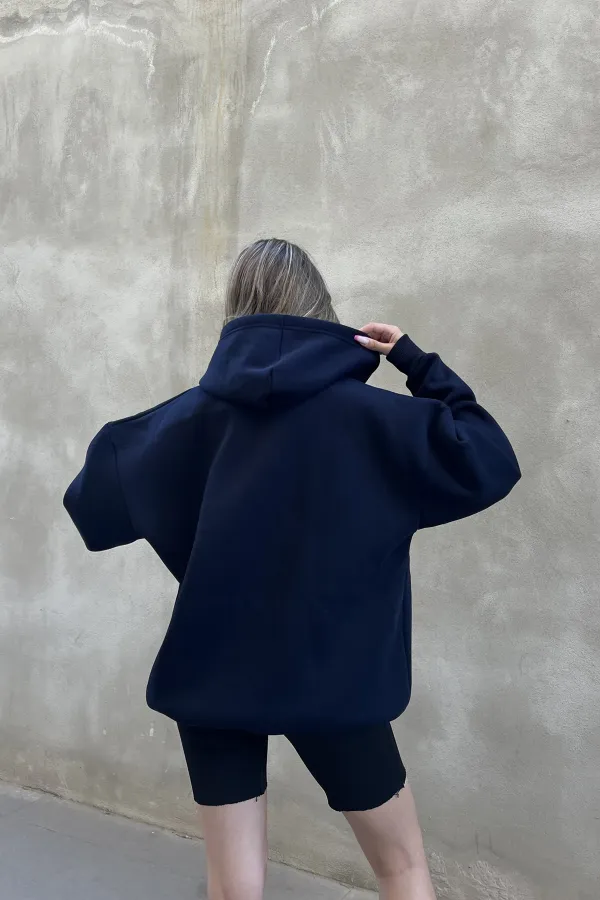 Zip-up Brushed Oversize Sweatshirt