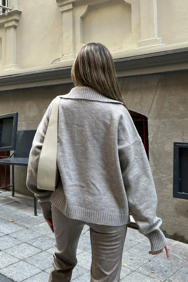 Düğmeli Polo Yaka Triko Hırka