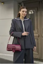 Coated Hand and Shoulder Bag Claret Red