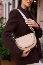 Contrast Stitched Crossbody Handbag and Shoulder Bag in Mink Contrast Stitched Crossbody Handbag and Shoulder Bag in Mink