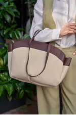 Sac fourre-tout contrasté marron