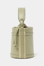 Sac seau à main et à bandoulière avec coutures contrastées Menthe