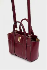Mini sac fourre-tout à main et à bandoulière rouge bordeaux