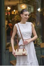 Mini sac à main texturé en osier beige