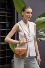 Buckled Leather Look Mini Hand and Shoulder Bag Tan