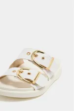Chaussons décontractés élégants à double boucle blancs