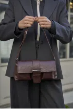 Sac à main et à bandoulière enduit marron