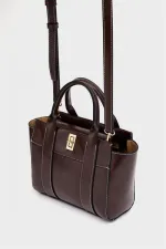 Mini sac fourre-tout à main et à bandoulière marron Mini sac fourre-tout à main et à bandoulière marron