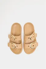 Chaussons élégants en vison à double boucle pour tous les jours Chaussons élégants en vison à double boucle pour tous les jours