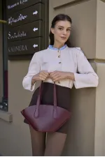 Sac cabas aspect cuir rouge bordeaux