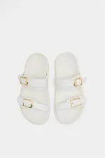 Chaussons tendance à double boucle blancs