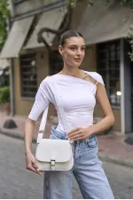 Trendy Casual Buckled Hand and Shoulder Bag White