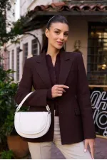 Sac bandoulière blanc avec surpiqûres contrastées Sac bandoulière blanc avec surpiqûres contrastées