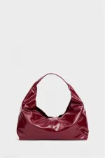 Shiny Patent Leather Hand and Shoulder Bag Burgundy Patent Leather