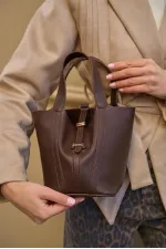 Sac panier avec accessoire de verrouillage marron