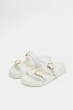 Chaussons tendance à double boucle blancs