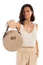 Sac à bandoulière rond en paille Sac à bandoulière rond en paille