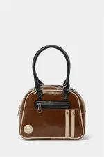Retro Bowling Hand and Shoulder Bag Tan