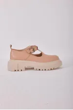 Chaussures décontractées à semelles épaisses avec ceinture en vison