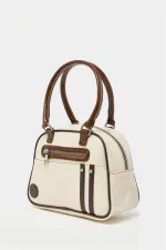 Sac à main et à bandoulière rétro de bowling beige