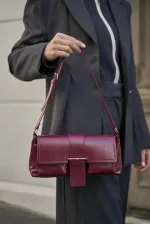 Coated Hand and Shoulder Bag Claret Red