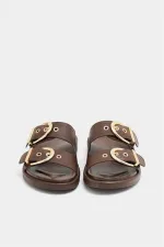 Chaussons décontractés élégants à double boucle marron