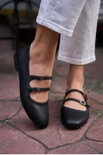 Ballerine à double ceinture noire Ballerine à double ceinture noire