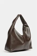 Sac cabas bandoulière en cuir synthétique marron pour femme - Modèle vintage souple Sac cabas bandoulière en cuir synthétique marron pour femme - Modèle vintage souple