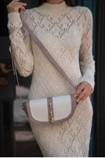 Sac bandoulière Diva Contrast Design pour femme - Vison foncé-crème