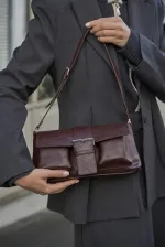 Sac à main et à bandoulière enduit marron