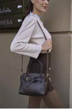 Mini sac à main et à bandoulière avec ceinture détaillée marron