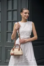 Mini sac à main texturé en osier beige