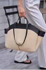 Sac fourre-tout contrasté noir-crème