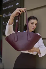 Sac cabas aspect cuir rouge bordeaux