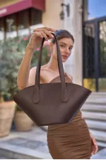 Sac cabas aspect cuir marron