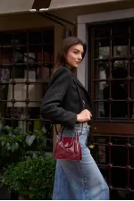 Sac à main Maja Mini City pour femme avec rabat - Cuir verni bordeaux