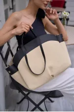 Sac fourre-tout contrasté noir-crème