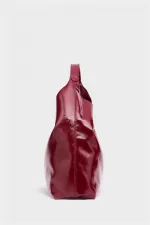 Shiny Patent Leather Hand and Shoulder Bag Burgundy Patent Leather