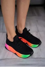 Baskets montantes en maille et chaussures de sport décontractées noires