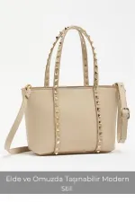 Sac à main et à bandoulière en cuir PU pour femme, petit format, avec boucle à clous