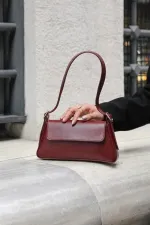 Sac bandoulière Alba Simple Design pour femme avec rabat - Rouge bordeaux